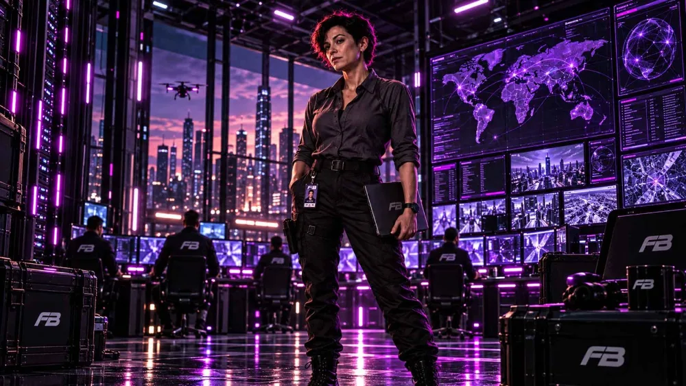 Quill with a notebook in the purple control room